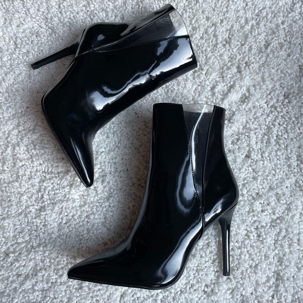 Black pu stiletto boots